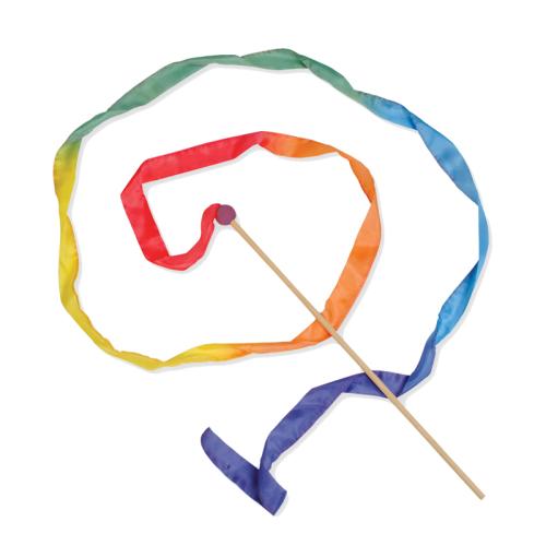 Kouzelná hůlka malá (15cm) se stuhou (91cm), duhová s kuličkou
